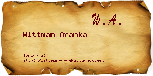 Wittman Aranka névjegykártya